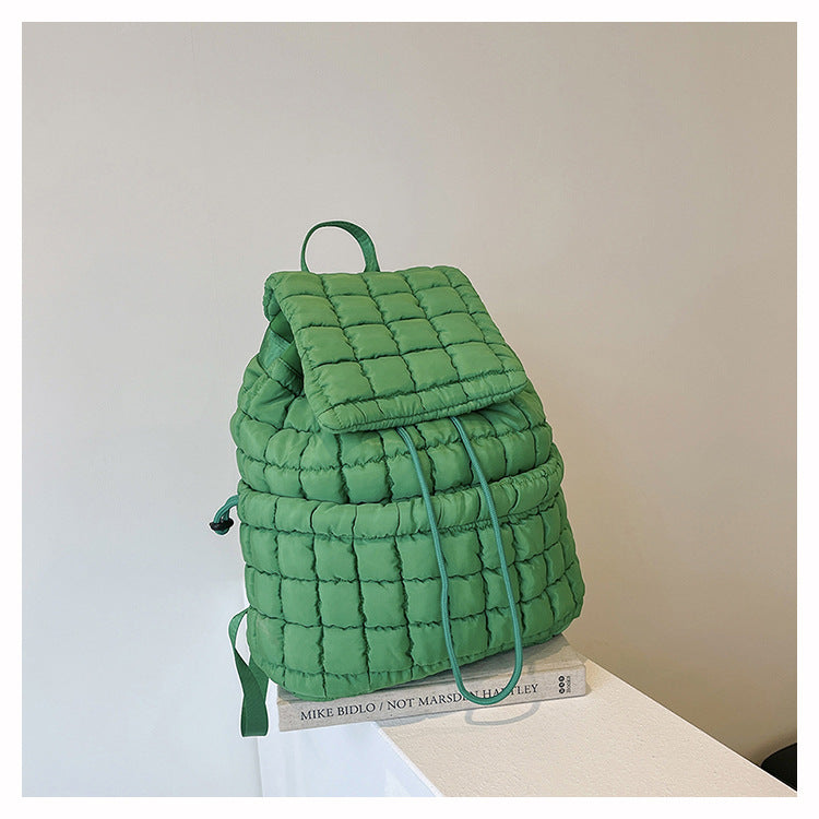 Solid Color Puffer Plaid Lightweight Shoulder Bag
