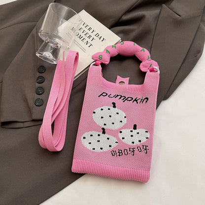Trendy Knitted Crossbody Phone Bag Cute Cartoon Design