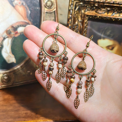 Vintage Inspired Leaf Tassel Earrings Alloy Statement Jewelry