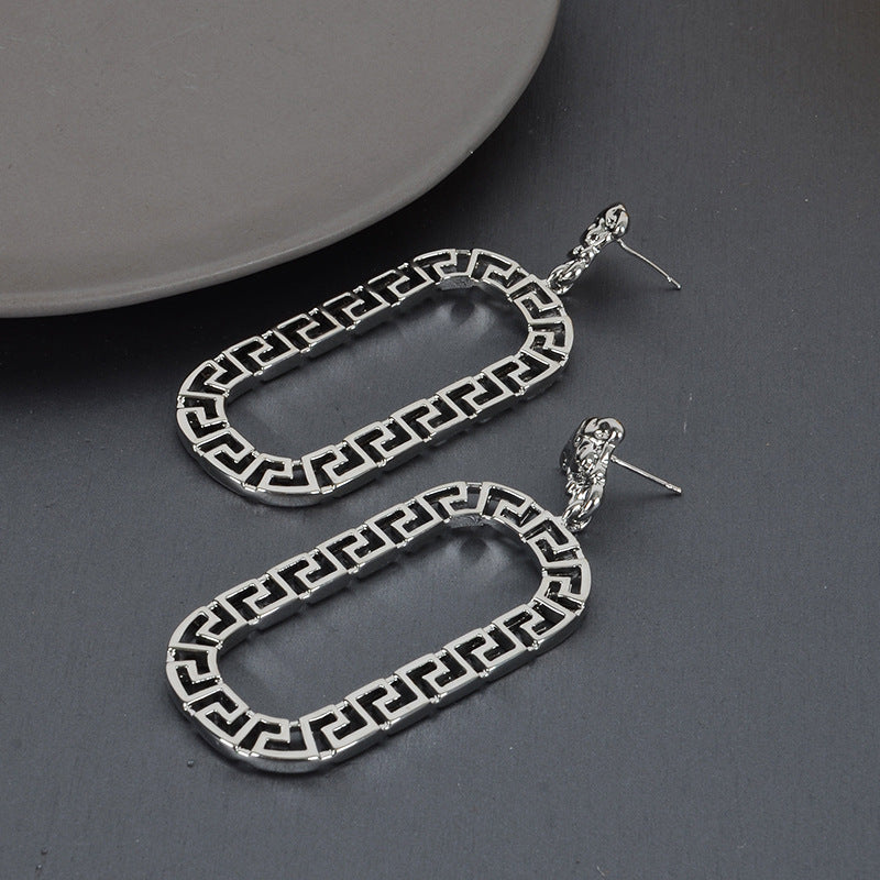 Geometric Gold Plated Earrings For Women Fashion Luxurious Style