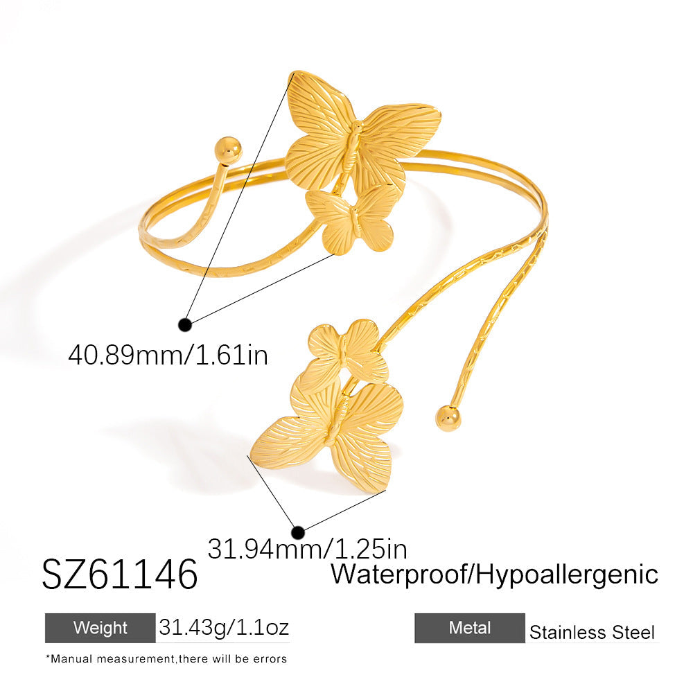 Stylish Stainless Steel Bangle Bracelet With 18K Gold Finish