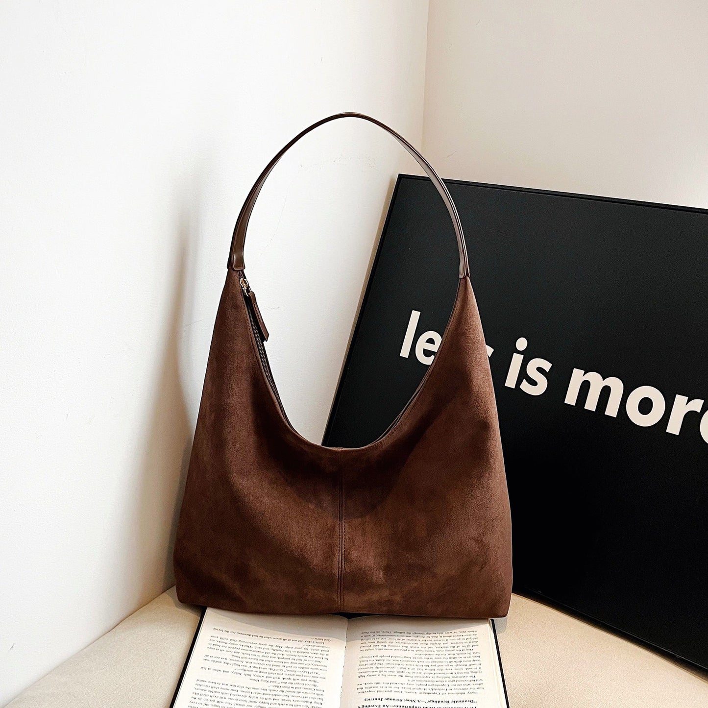 Vintage Suede Tote Commuter Underarm Bag