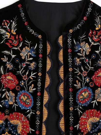 Vintage Flower EmbroideriesÂ Open Front Vest