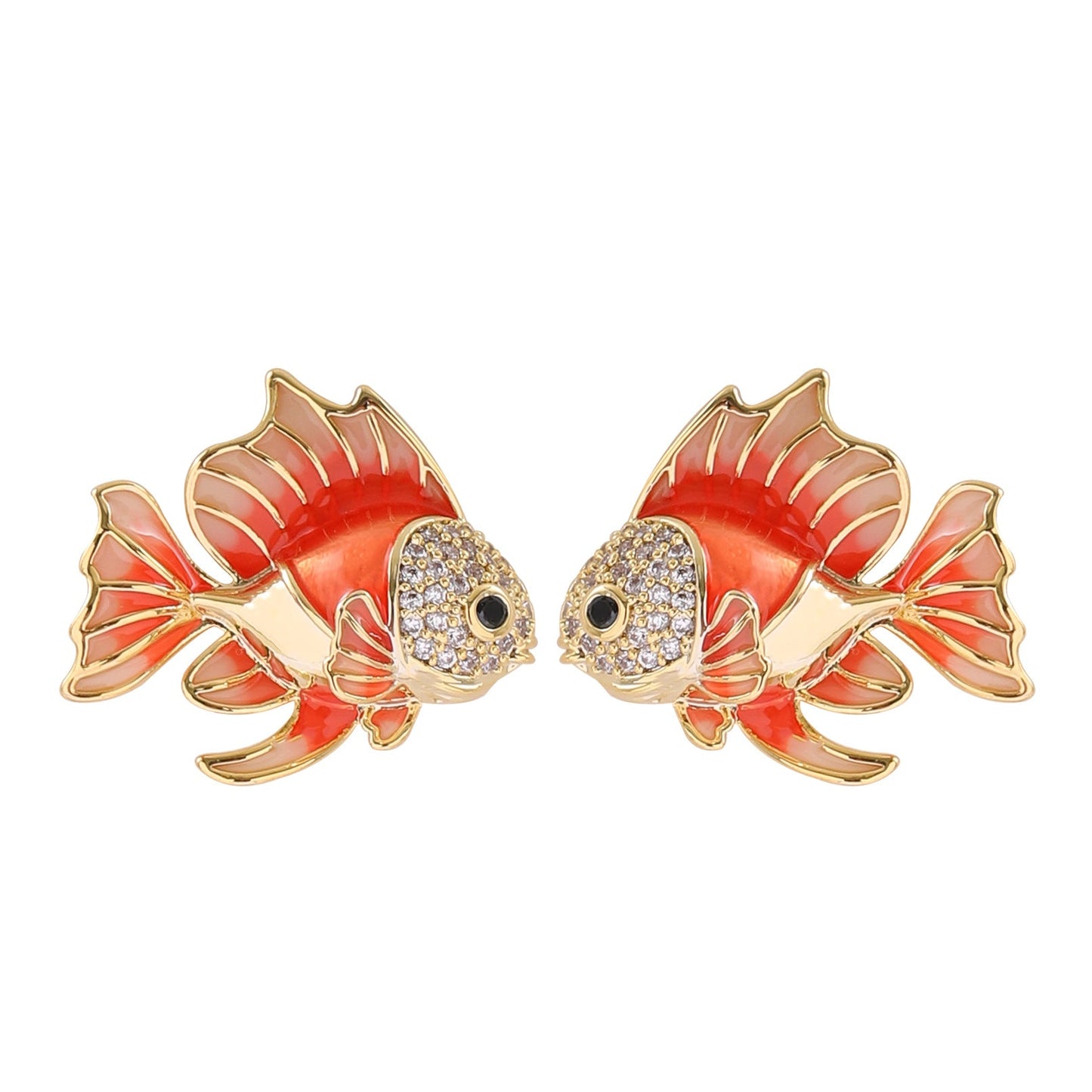 Elegant Koi Fish Stud Earrings With Drip Oil Design