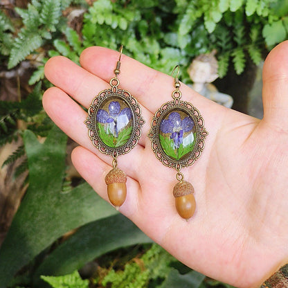 Creative Vintage Floral Earrings with Real Preserved Flowers
