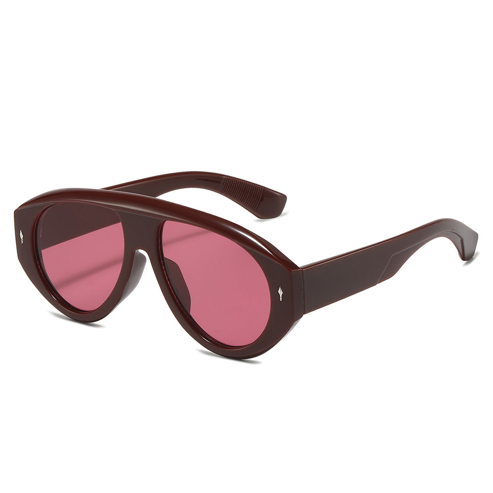 Pilot Style Oversized Sunglasses with Rivets