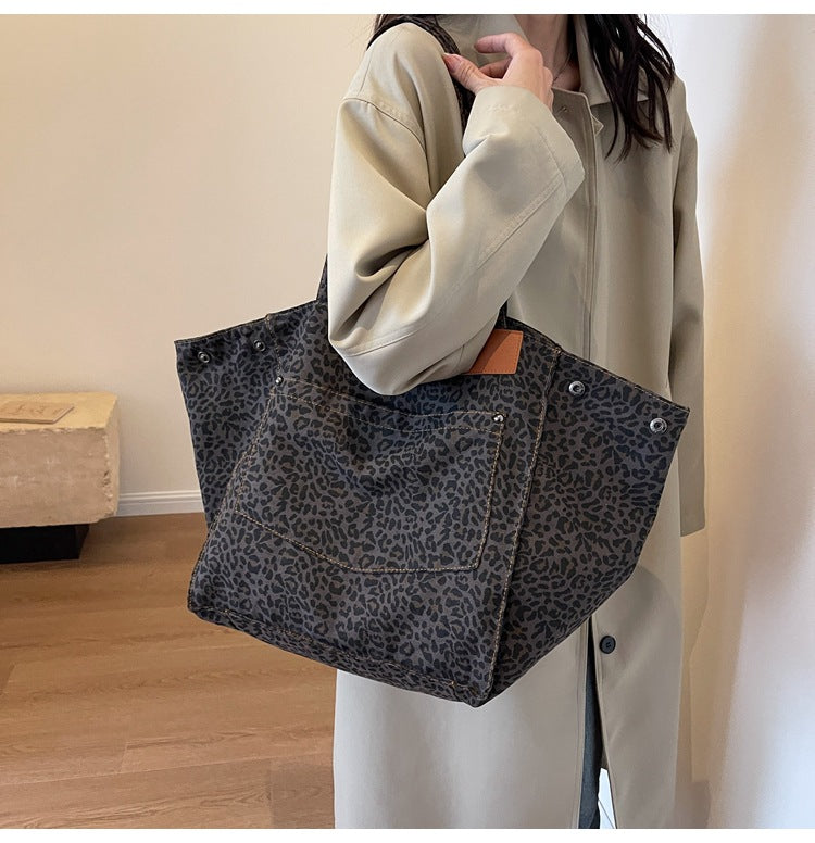 Leopaed Print Shoulder Bag Large Capacity Tote Bag