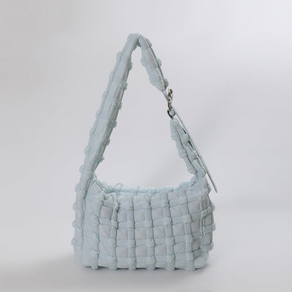 Checkered Cloud Puff Bag Trendy Nylon Shoulder Bag
