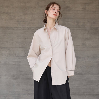 Cotton Long Sleeve Shirt with Lace Design for Effortless Style