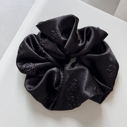 Elegant Rose Embossed Satin Stretchy Scrunchies