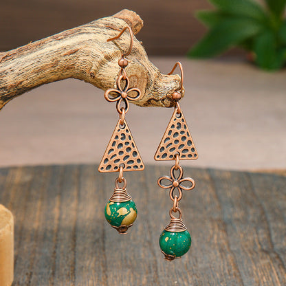 Elegant Vintage Leaf Dangle Earrings Zinc Alloy Art Design