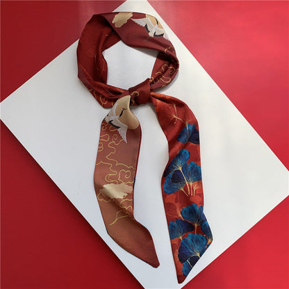 Silk Scarf Long Silk Scarf Braided Hair Tied Bag With Gift Spinning Literature And Art
