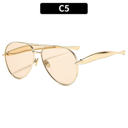 Trendy Oversized Metal Sunglasses Unisex Outdoor Driving Shades