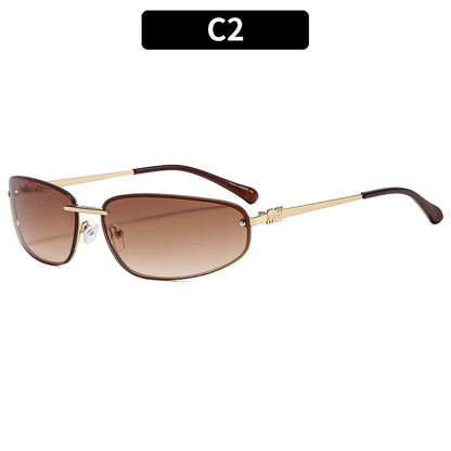 Y2K Fashion Rimless Sunglasses Stylish Metallic Shades
