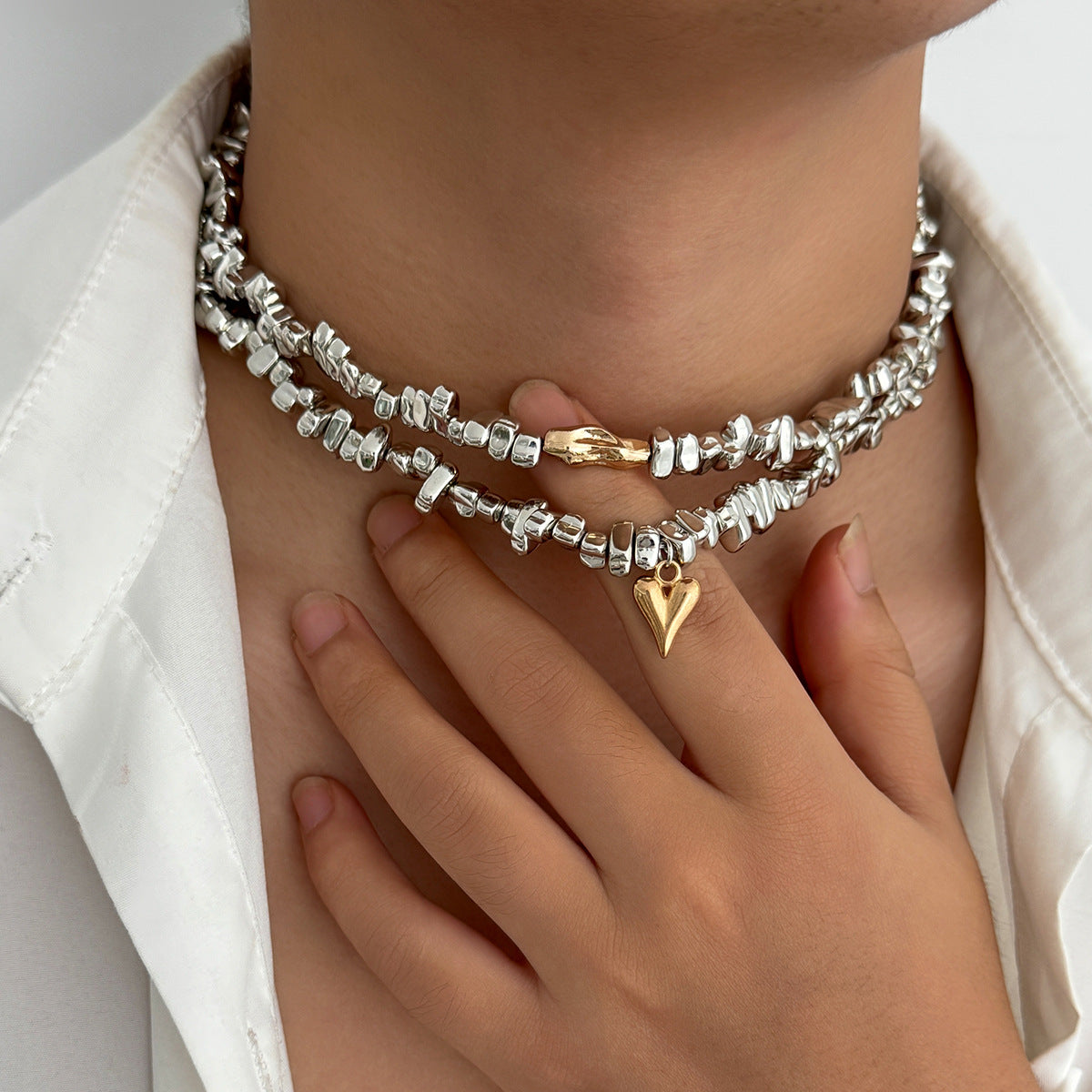 Heart Shaped Pendant Necklace Trendy Casual Alloy Jewelry