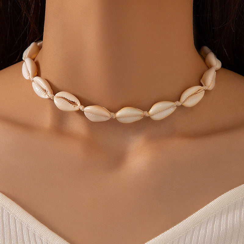 Bohemian Shell Bead Necklace With Starfish And Palm Tree Accents
