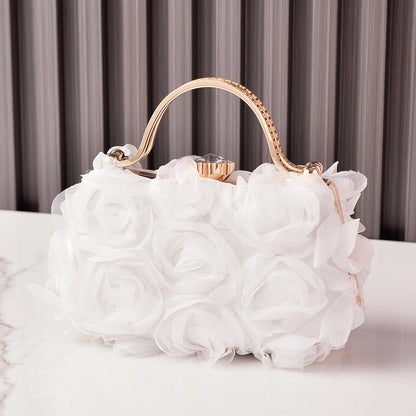 White Floral Evening Bag Elegant Bridal Purse for Parties