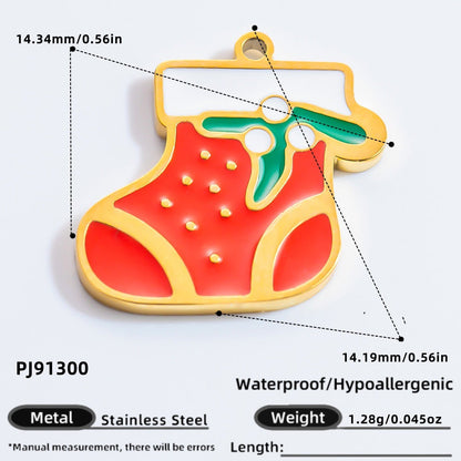 DIY Christmas-Themed 18K Gold-Plated Stainless Steel Pendant Accessories