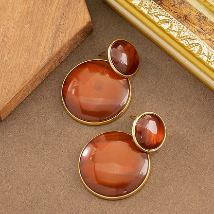 Geometric Resin Earrings With S925 Silver Posts