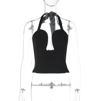 Trendy Hollow Out Corset Style Crop Top
