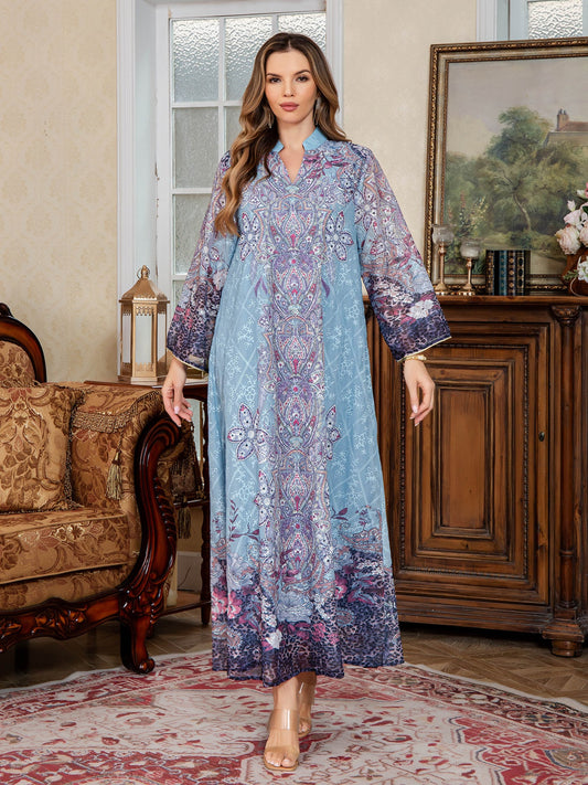 Embroidered Abaya Long Dress Stylish Dubai Maxi Dress