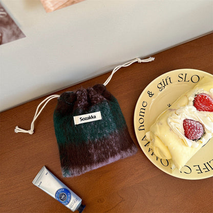 Cosbai - Woolen Cosmetic Storage Drawstring Bag