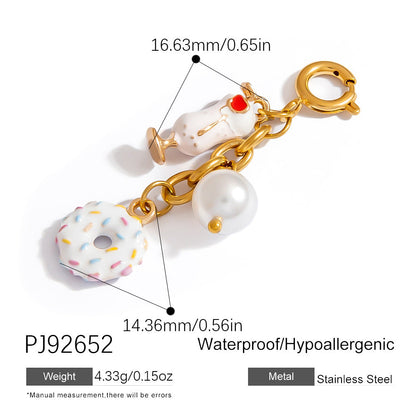 DIY Stainless Steel Coffee Cup Doughnut Charm Keychain