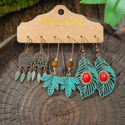 Vintage Bohemian Hollow Geometric Tassel Earrings