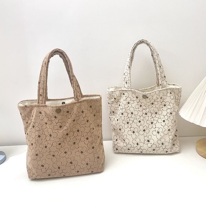 Cozy Velvet Floral Canvas Tote Bag for Everyday Use