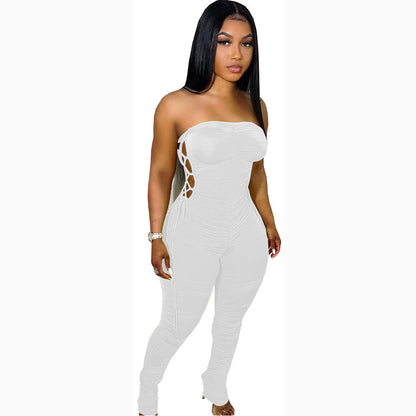 Slim Fit Side Tie Milk Silk Jumpsuit