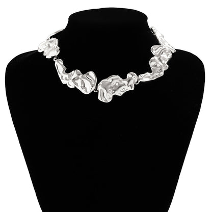 Trendy Irregular Choker Necklace With Metal Texture