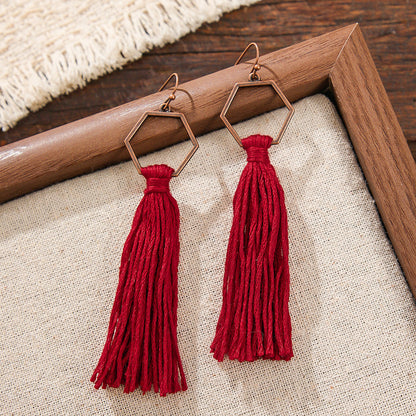 Vintage Chandelier Tassel Earrings Red Unique Elegant Statement Jewelry