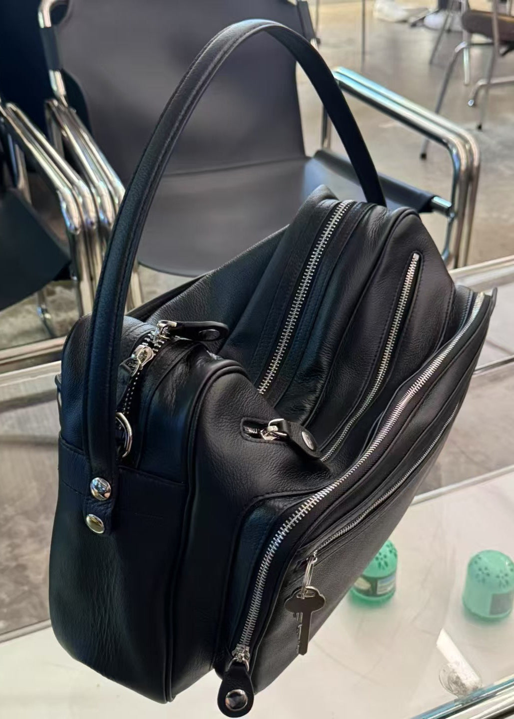 Crescent Bag Vegan Leather Zip Accent