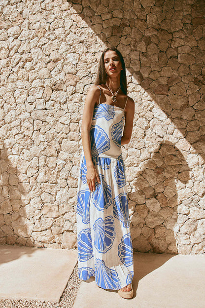 Elegant Floral Linen A-Line Midi Dress