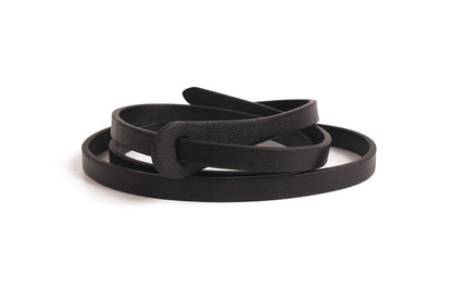 Trendy Solid Color Skinny Leather Belt