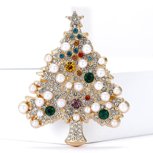 Sparking Rhinestone Christmas Tree Brooch Pin