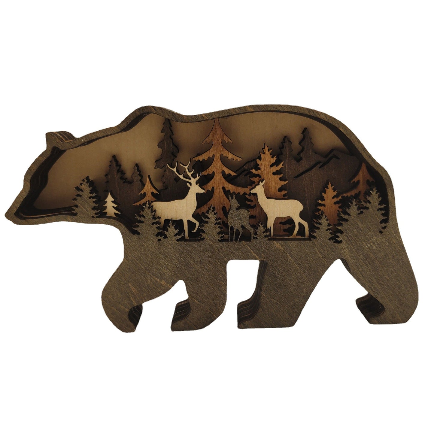 Christmas Wooden Crafts Creative North American Forest Animals Home Decoration Elk Brown Bear Ornaments