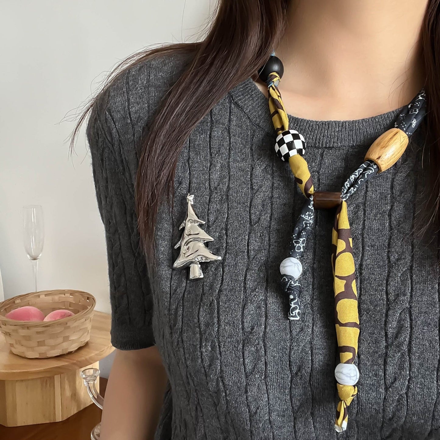 Minimalist Stainless Steel Christmas Tree Brooch