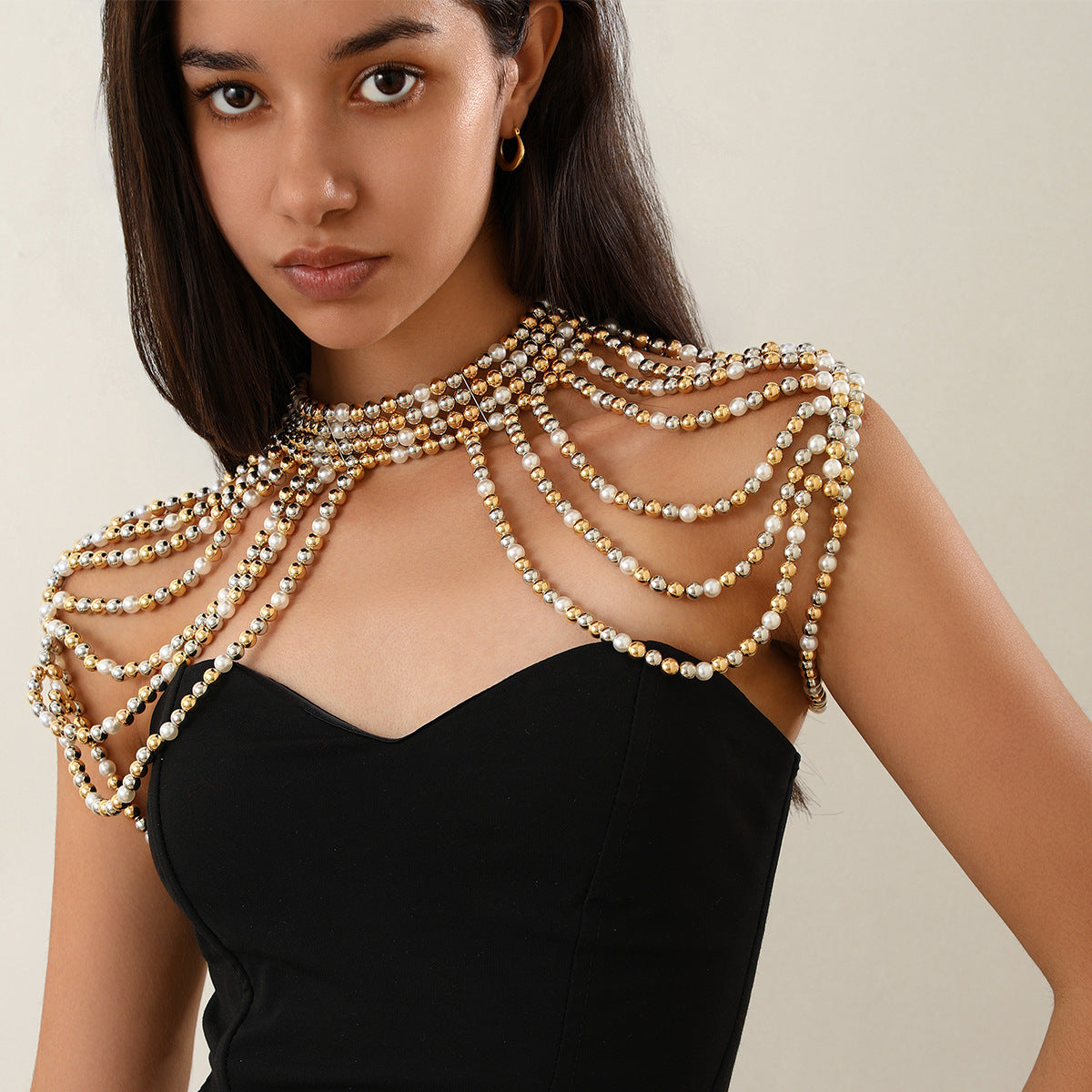 Elegant Multi-Layer Pearl Shoulder Chain For Women