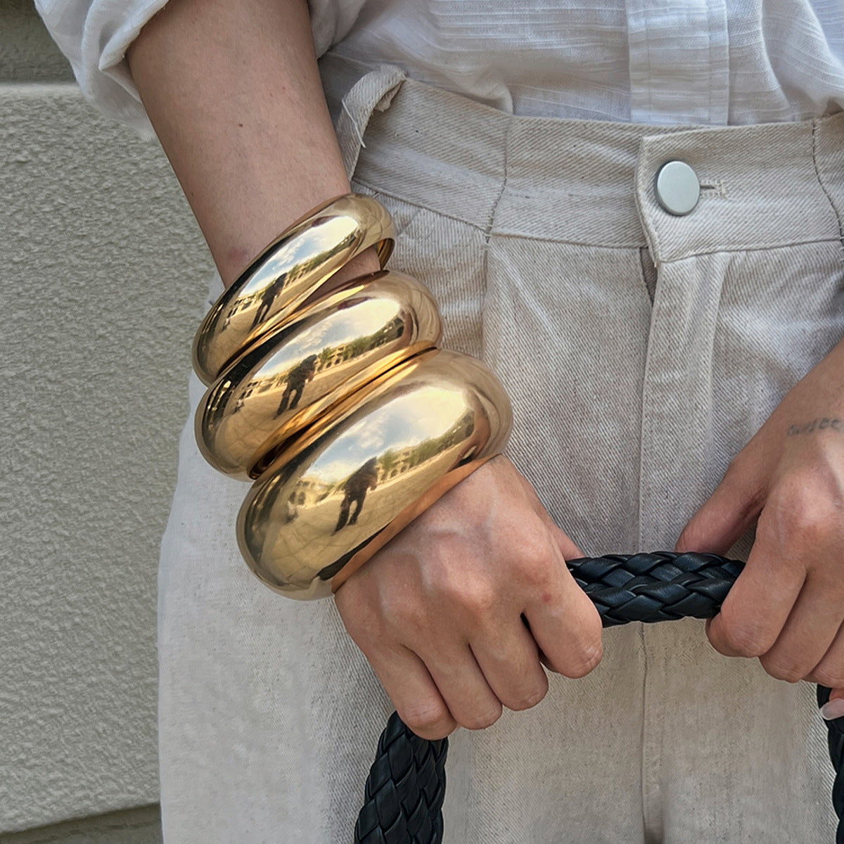 Bold Geometric Metal Cuff Bracelet Stylish Accessory