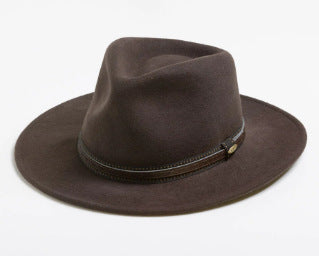 Stylish Wool Fedora Hats with Decorative Bands for Men