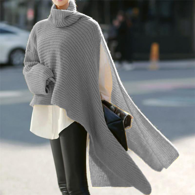 Long Sleeve Turtleneck Sweater, Knitted Jumper, Loose Windbreaker