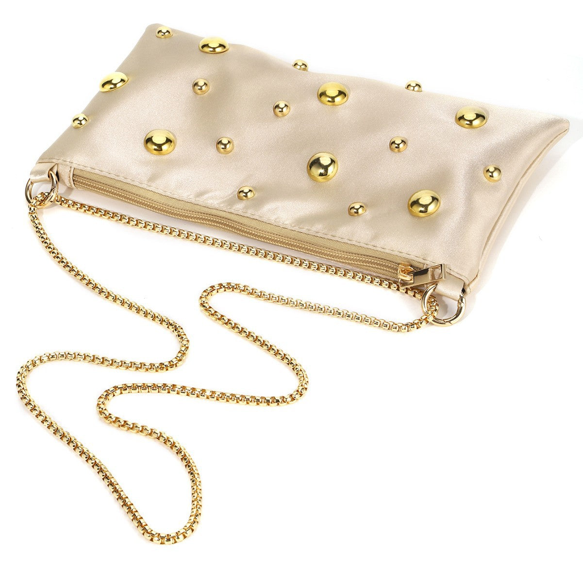 Elegant Satin Clutch Studded Evening Shoulder Bag