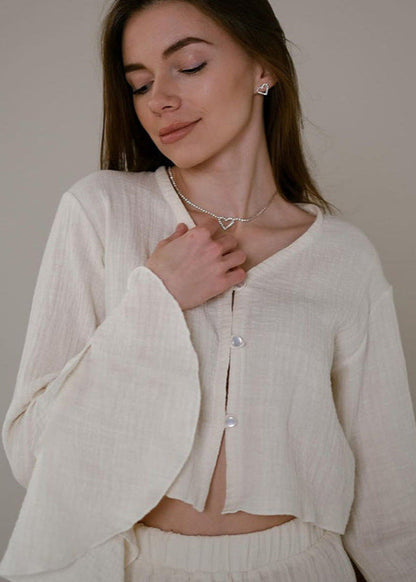 Cotton Lounge Set With Ruffled Details