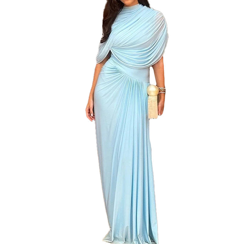 Elegant Waist-Cinching Pleated Maxi Dress
