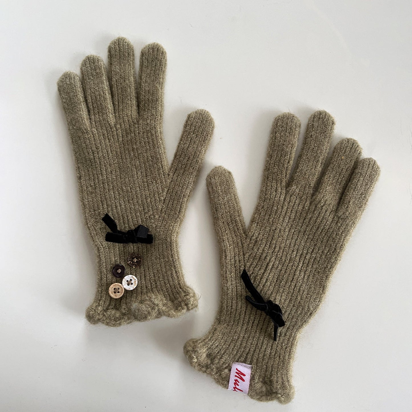 Bow Knot Wool Touchscreen Winter Gloves