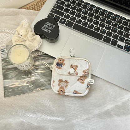 Mini Bluetooth Earphone Organizer Wallet with Floral Design