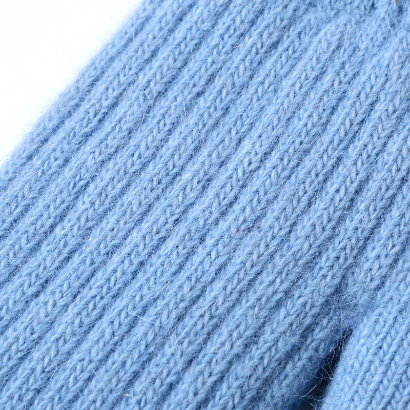 Simple Padded Knit Mittens Gloves