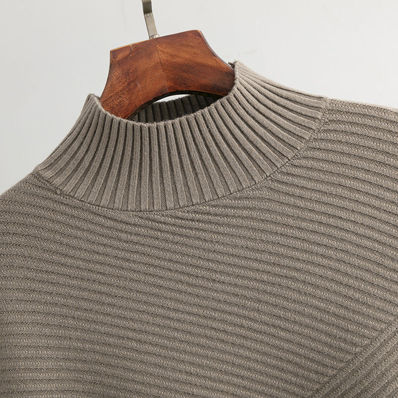 Retro Mock Neck Oversized Pullover Knit Sweater