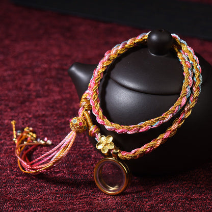Tibetan Ethnic Style Hand-Painted Zakiram Female Thangka Gawu Box Single Loop Bracelet Hand Woven Double Loop Bracelet